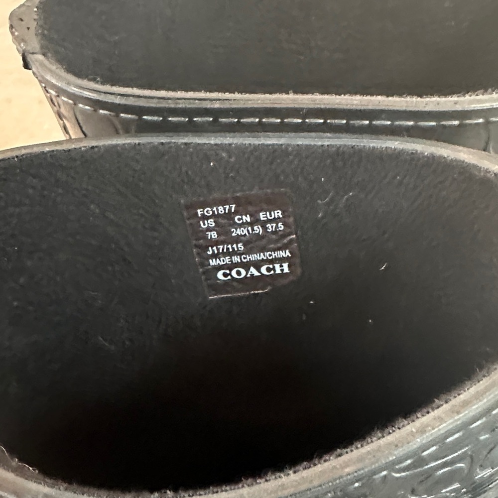 Coach Rubber Embossed Rain Black Boots - Picture 3 of 3